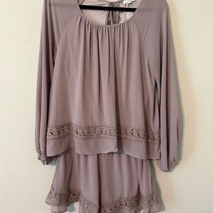 Elegant Mauve Jumpsuit with Lace Trim